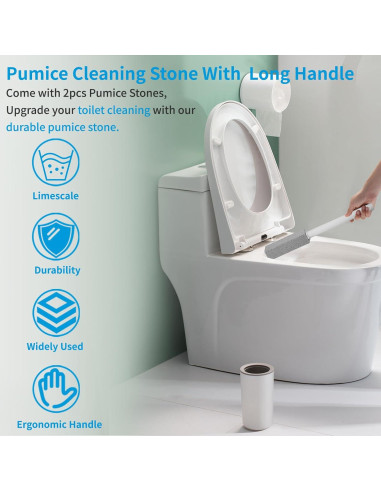 3 Piedras Pómez Herda con Mango Largo para Limpieza Eficaz