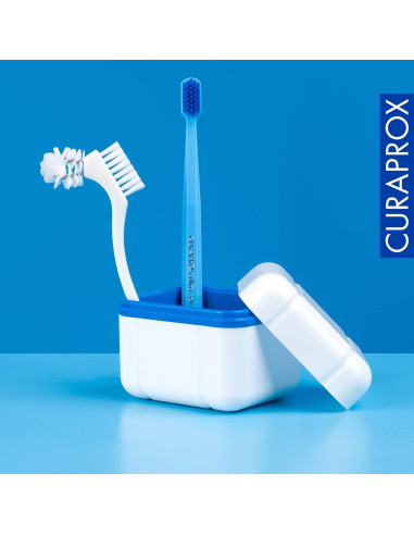 Caja de Limpieza Curaprox BDC 110 para Dentaduras Azul