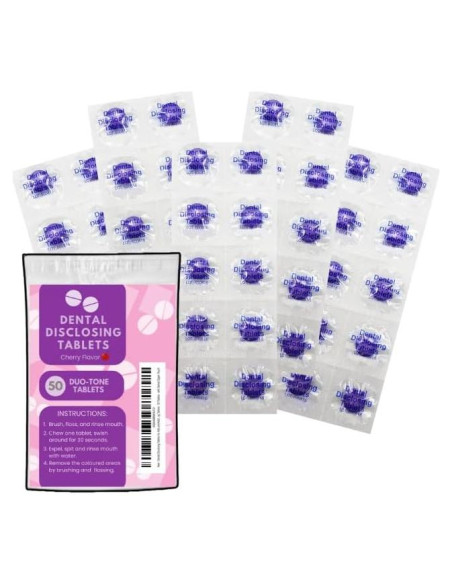 Tabletas Dentales Reveladoras Genéricas 50 Unidades Sabor Cereza