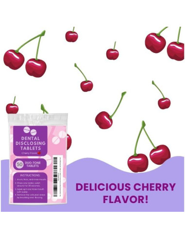 Tabletas Dentales Reveladoras Genéricas 50 Unidades Sabor Cereza