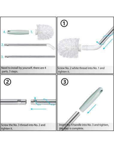 3 Cepillos de Botella Kehail Extra Largo 66cm para Cubos