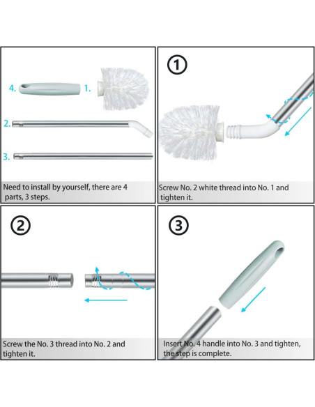 3 Cepillos de Botella Kehail Extra Largo 66cm para Cubos