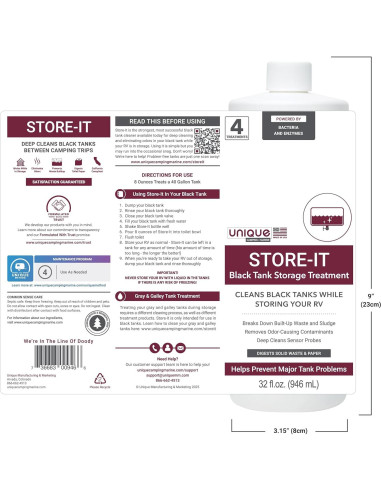 Limpiador Líquido para Tanques Negros RV Unique Store-It 946 ml