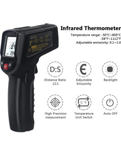 Termómetro Infrarrojo Digital KETOTEK KT600B -50C a 600C 2