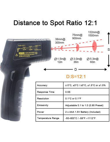 Termómetro Infrarrojo Digital KETOTEK KT600B -50C a 600C