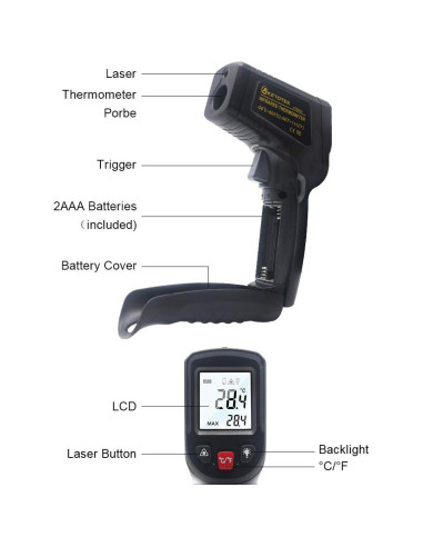 Termómetro Infrarrojo Digital KETOTEK KT600B -50C a 600C