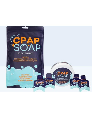 Juego de limpieza CPAP: 30 días de jabón, cepillos y colgador