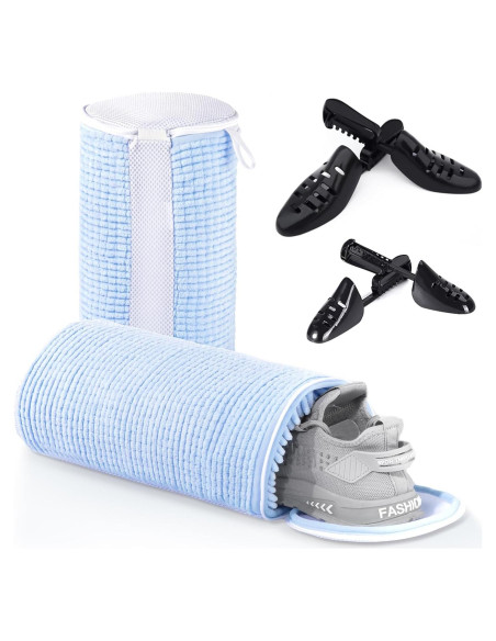 Bolsas de Lavandería para Zapatos Teletrogy Azul - 2 Pares de Árboles Ajustables