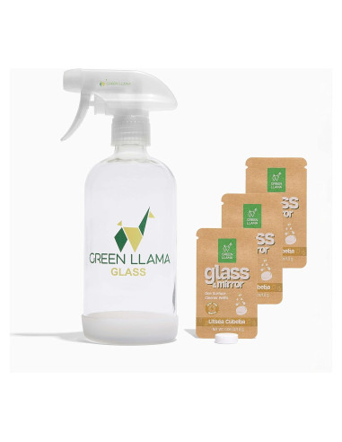 Spray Limpiador de Vidrio Green Llama 473ml + 3 Recargas Ecológicas