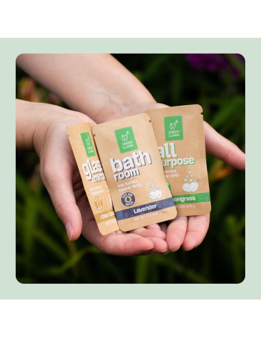 Spray Limpiador de Vidrio Green Llama 473ml + 3 Recargas Ecológicas