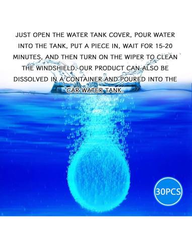30 Tabletas Limpiaparabrisas KUQUTIDY, Concentrado Eficaz