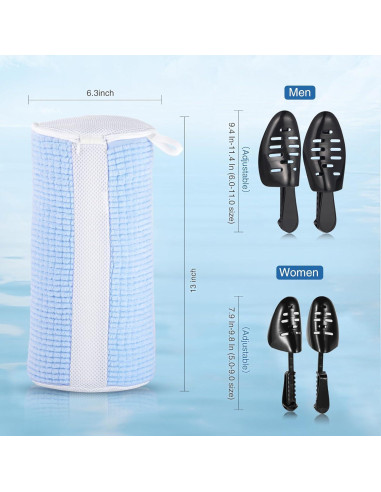 Bolsas de Lavandería para Zapatos Teletrogy Azul - 2 Pares de Árboles Ajustables