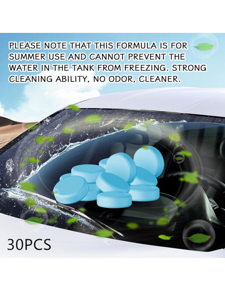 30 Tabletas Limpiaparabrisas KUQUTIDY, Concentrado Eficaz