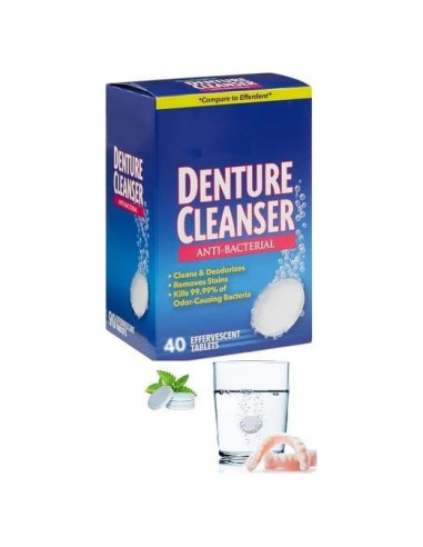 Tabletas Limpiadoras de Dentaduras AmeriCan Goods 40 Unidades Sabor Menta
