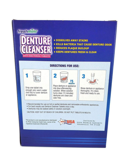 Tabletas Limpiadoras de Dentaduras AmeriCan Goods 40 Unidades Sabor Menta