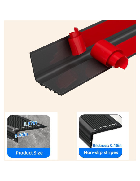 Protector de Escalera Antideslizante TFXXSJWY 3.66m Negro