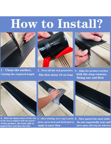 Protector de Escalera Antideslizante TFXXSJWY 3.66m Negro