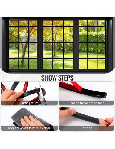 Kit de Rejillas para Ventanas KQYSLXG 9m PVC Negro