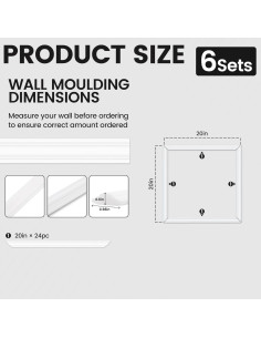 Kit de Molduras Autoadhesivas para Pared Asstinous 6 Piezas 50.8cm 2