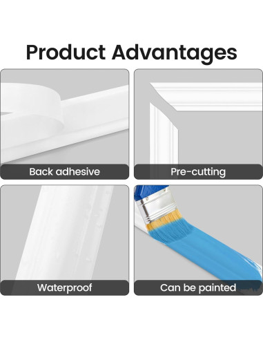 Kit de Molduras Autoadhesivas para Pared Asstinous 6 Piezas 50.8cm