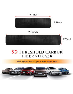 Protector de Umbral de Puerta de Coche Yourkar 3D Negro 4 PCS 2