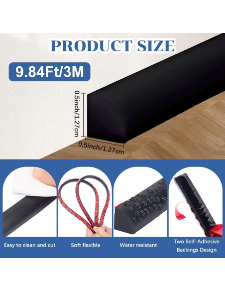 Moldura Cuarterona Autoadhesiva CRASPIRE 3.00m Negra Flexible