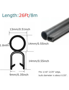 Tira de Sello de Goma Tintvent 7.92m Universal Aislante Acústico 2