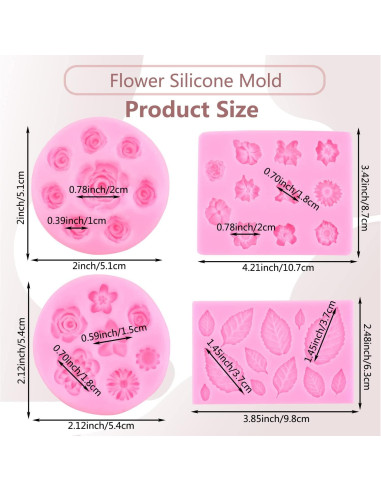 Set de 4 Moldes de Silicona para Fondant MIYAHOUSE