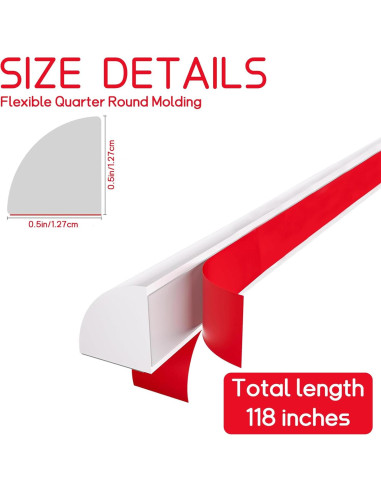 Moldura Cuarterona Flexible Autoadhesiva Xiyingcai 3m Blanco