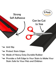 Protector de Borde de Escalera Caucho Rubber Bond 5 Piezas 91x5x2.5cm 2
