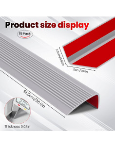15 Piezas Nariz de Escalera Antideslizante YHUAIMANG 91.5x5cm Gris 2