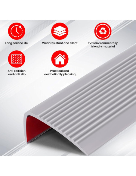 15 Piezas Nariz de Escalera Antideslizante YHUAIMANG 91.5x5cm Gris