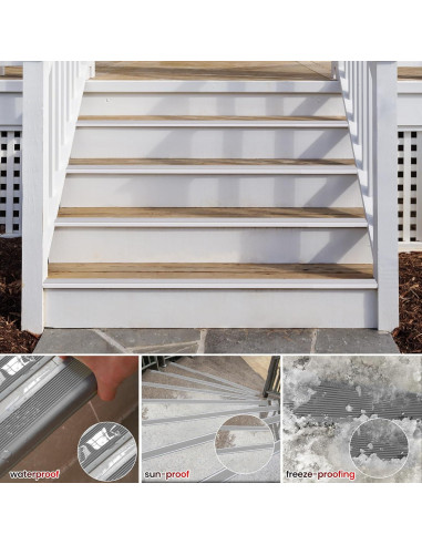 15 Piezas Nariz de Escalera Antideslizante YHUAIMANG 91.5x5cm Gris