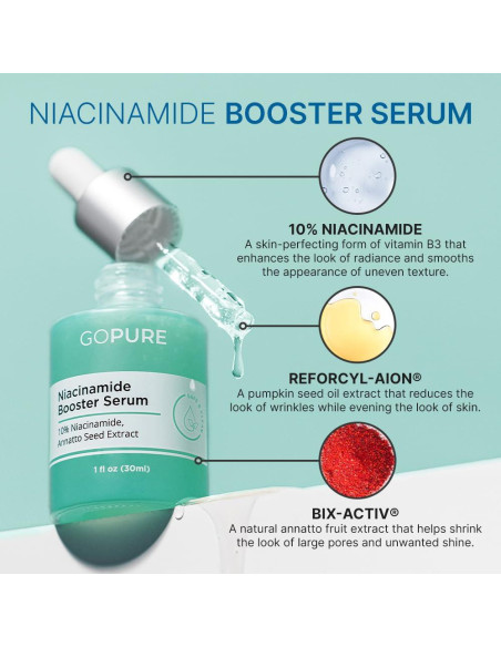 Suero Booster de Niacinamida goPure 10% 29.57 ml - Hidratante y Calmante