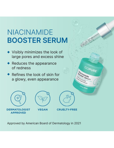 Suero Booster de Niacinamida goPure 10% 29.57 ml - Hidratante y Calmante