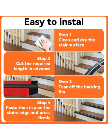 Protector de Bisel de Escalera Floatlive 1.01m Antideslizante Negro