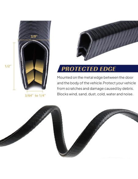 Sellado de Borde en U de Goma Negra GoldWheel 3.66m