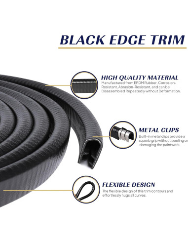 Sellado de Borde en U de Goma Negra GoldWheel 3.66m