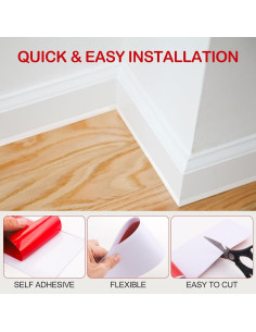 Moldura de Zócalo Flexible Jecarden 10.16cm x 731.52cm Blanco 2