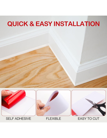 Moldura de Zócalo Flexible Jecarden 10.16cm x 731.52cm Blanco