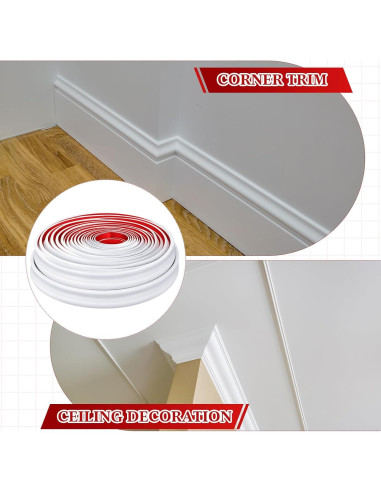 Moldura Autoadhesiva Flexible Innconee 10 m x 3.2 cm Blanca