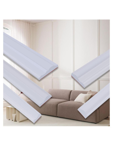 Moldura de Riel de Silla Autoadhesiva QDYMXUN 6.1m Blanco Pintable