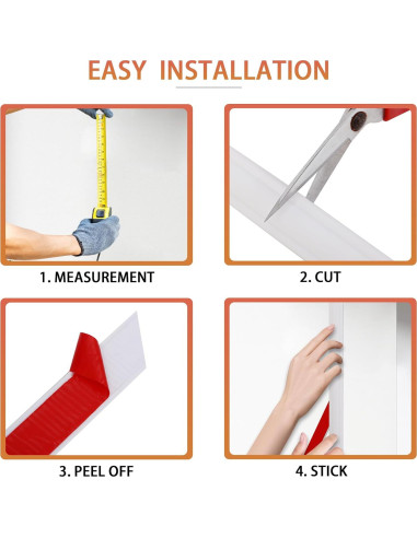 Moldura de Riel de Silla Autoadhesiva QDYMXUN 6.1m Blanco Pintable