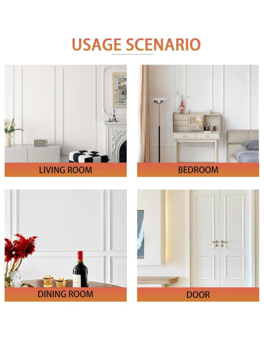 Moldura de Riel de Silla Autoadhesiva QDYMXUN 6.1m Blanco Pintable