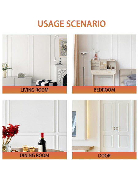 Moldura de Riel de Silla Autoadhesiva QDYMXUN 6.1m Blanco Pintable