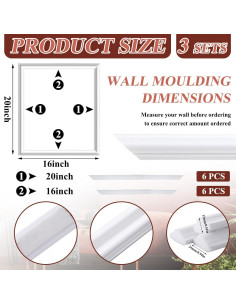 Kit de Moldura de Pared Colingmill 3 Piezas Autoadhesivas 40.6x50.8cm 2