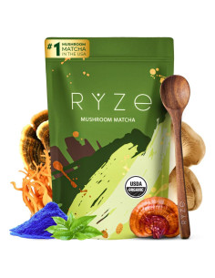 RYZE SUPERFOODS Matcha Orgánico con 6 Hongos Adaptogénicos 30 Porciones