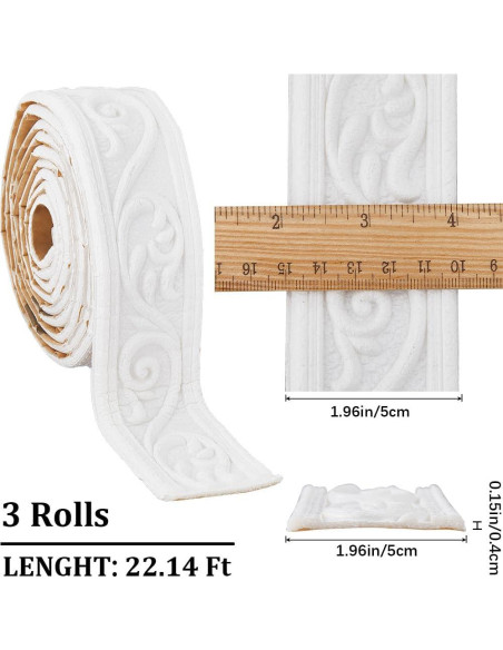 Moldura de Corona Autoadhesiva CRASPIRE 3 Rollos 3D Blanca