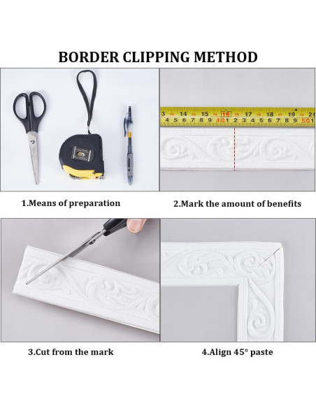 Moldura de Corona Autoadhesiva CRASPIRE 3 Rollos 3D Blanca