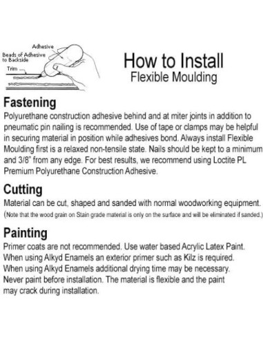 Moldura Flexible Duraflex 2.44m Beige A Prueba de Humedad